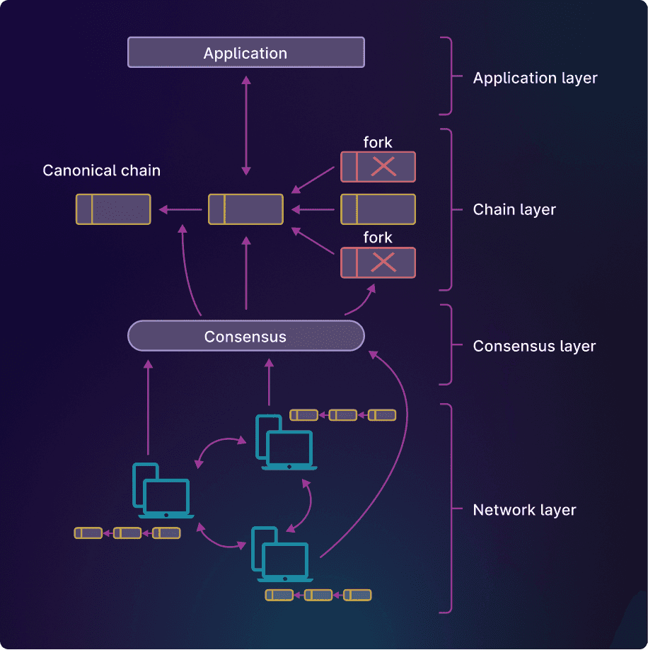 Layers of a blockchain system.